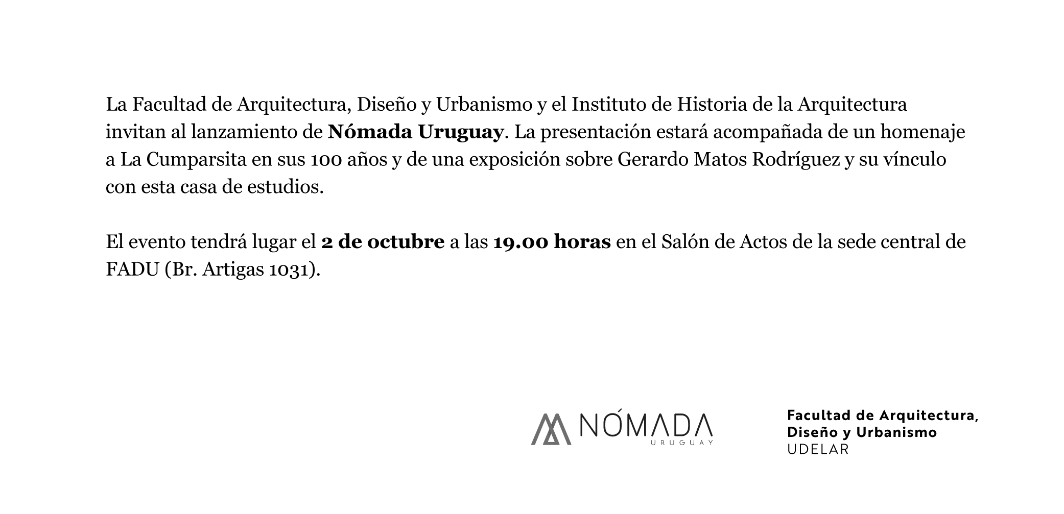 Invitación Nómada Uruguay
